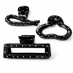 Black and White Polka Dot Hair Clips Set